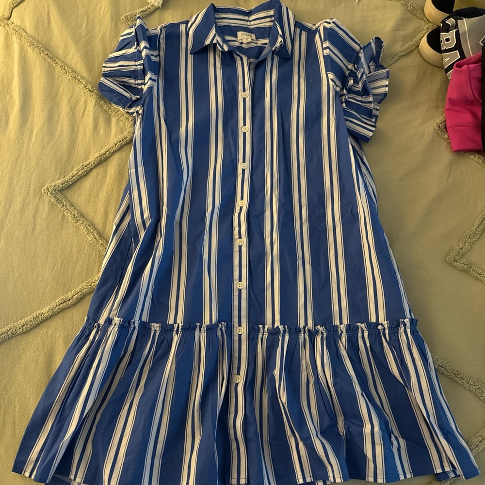 J. Crew Kids Dress in Blue and White Stripes